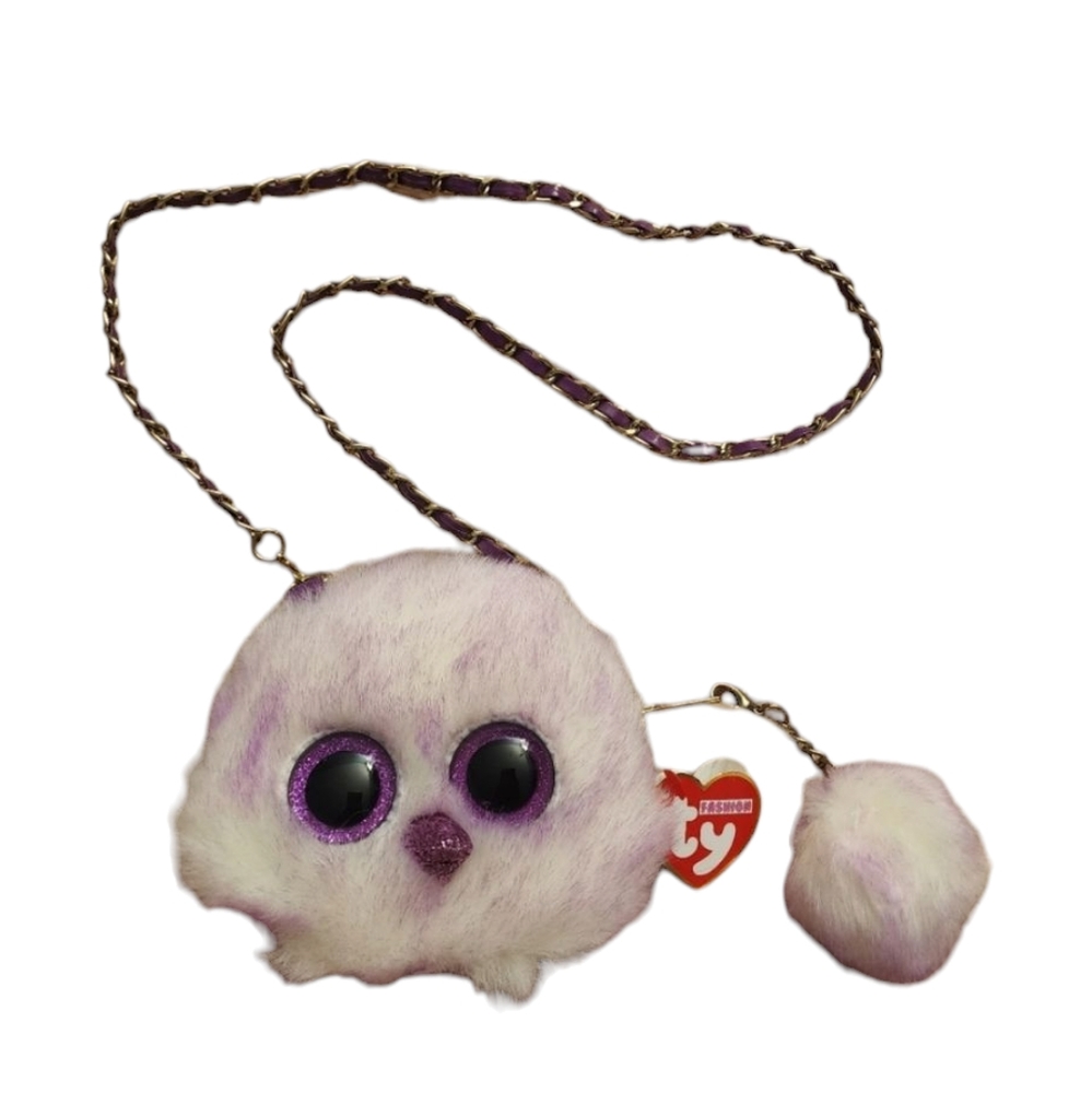 TY Purple "Kenya" Owl Ostrich Plush Kids Crossbody